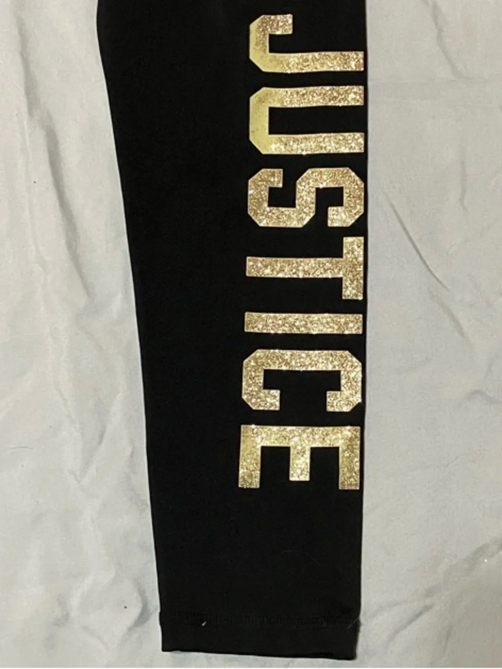 Justice Black Leggings with Gold Logo Print